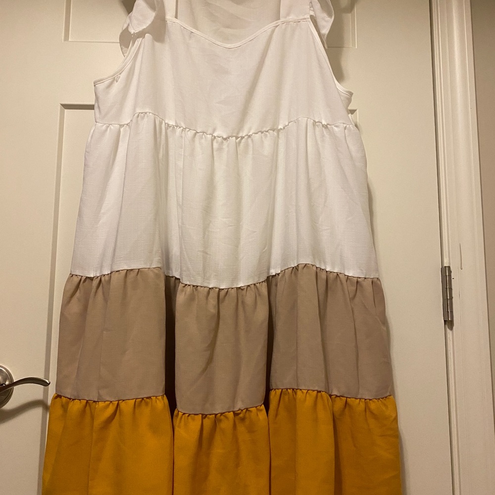 SHEIN Plus Ruffle Armhole Colorblock Smock Dress - Picture 2 of 3